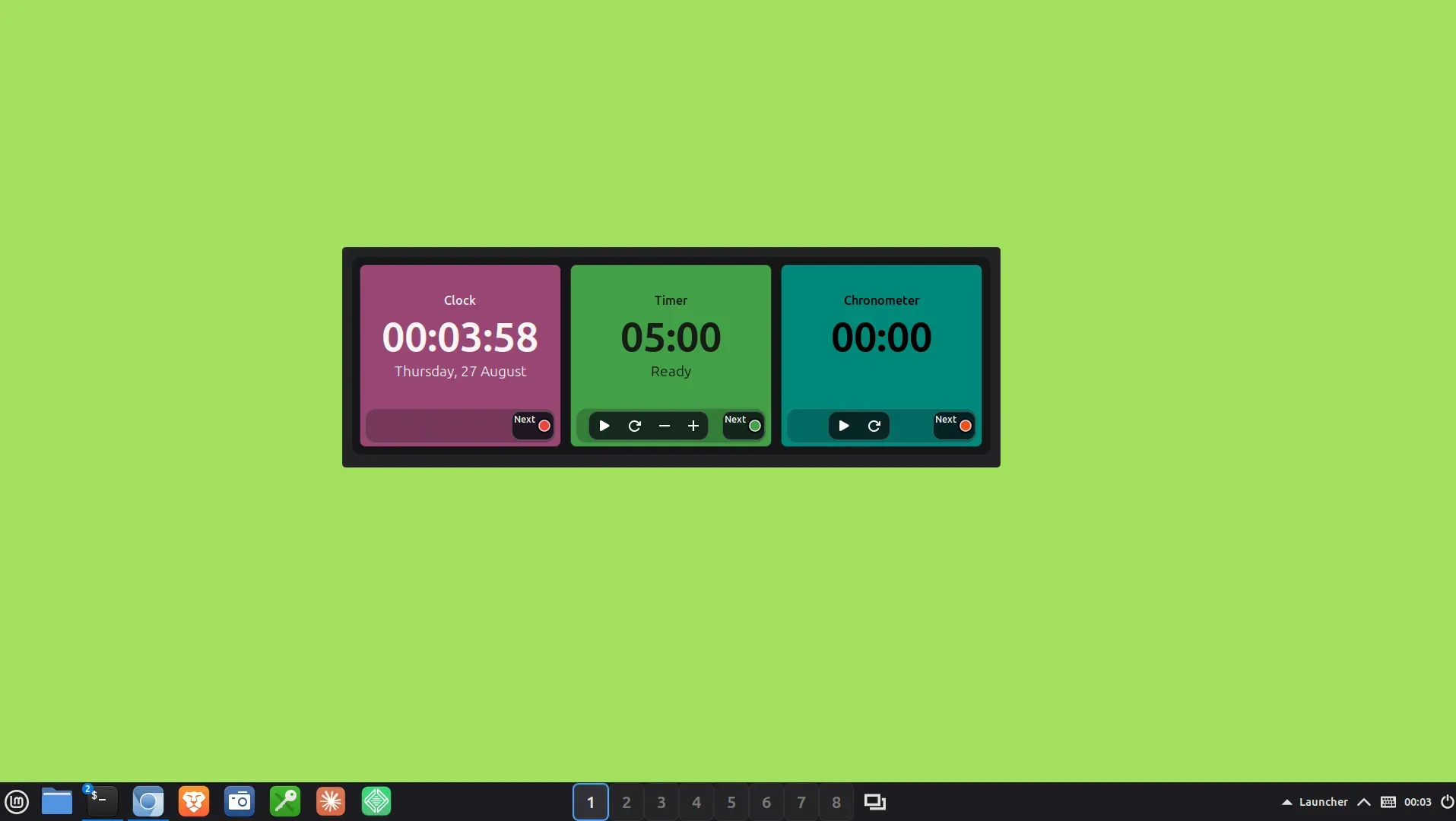 Color Timer Clock running on a full desktop