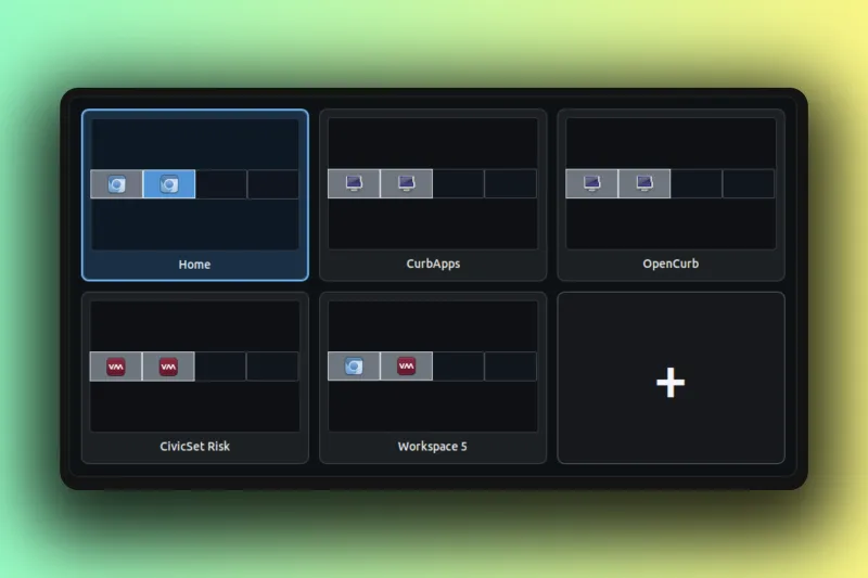 Workspace Grid desklet on a Cinnamon desktop