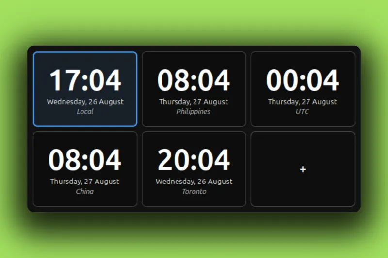 World Clock desklet on a Cinnamon desktop