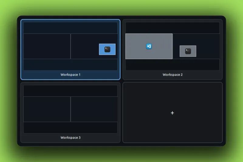 Workspace Grid desklet on a Cinnamon desktop