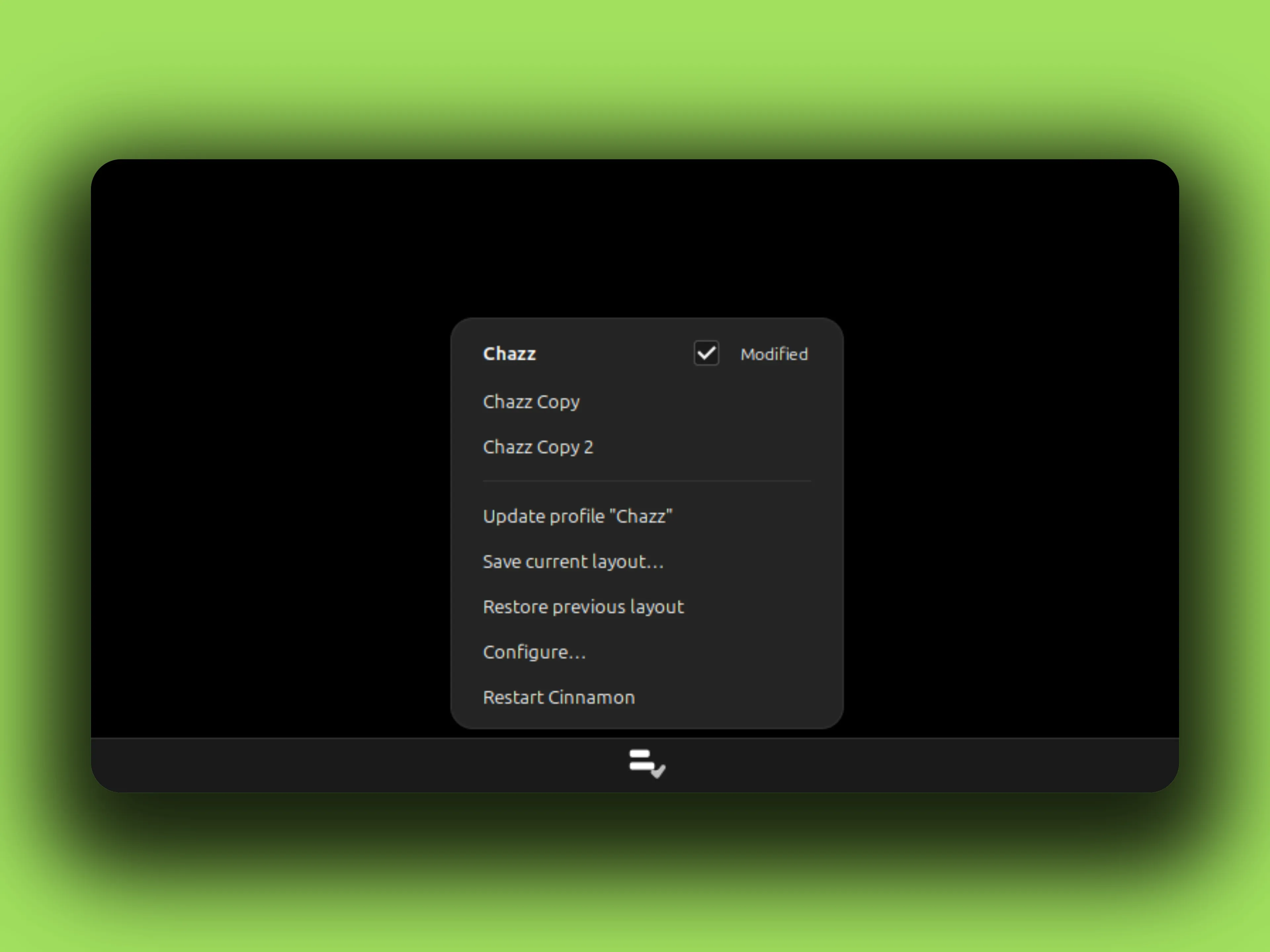 Panel Profiles applet screenshot