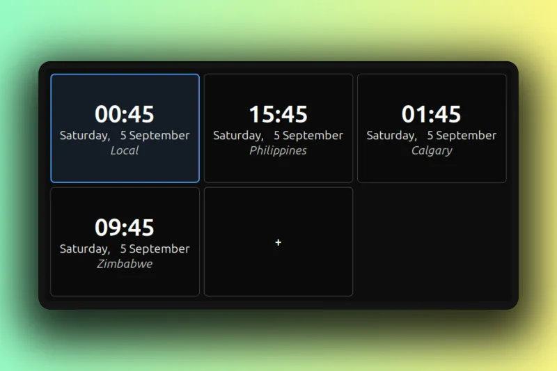 World Clock desklet on a Cinnamon desktop
